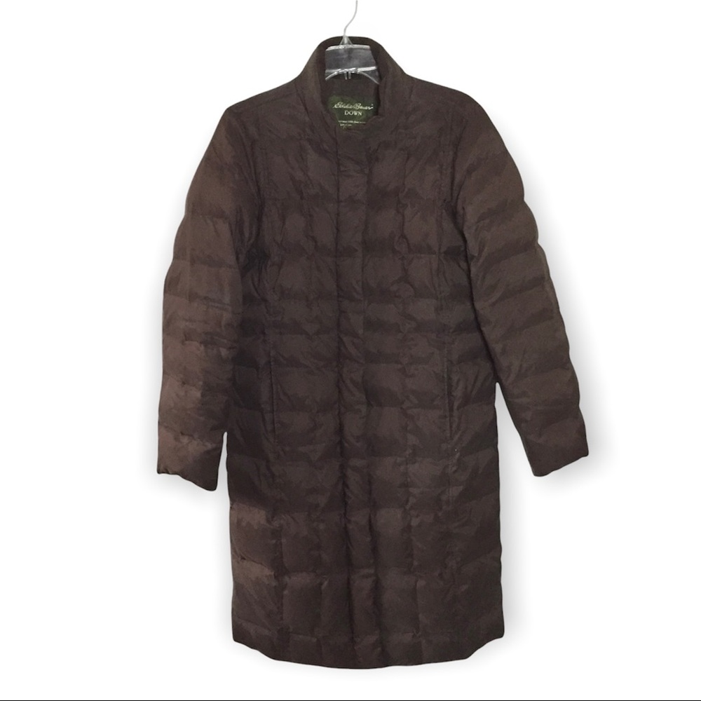 Eddie Bauer Down Medium Quilted Brown Long Puffer Coat